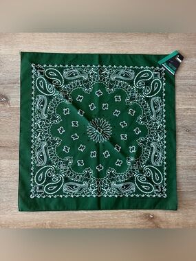 HAV-A-HANK Green Paisley Bandana 21”x21” New With Tags USA Made Cotton